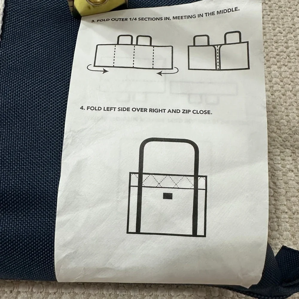 Hunter Water Resistant Outdoor Blanket Navy Grey Quilted Foldable Tote 60x70 NEW